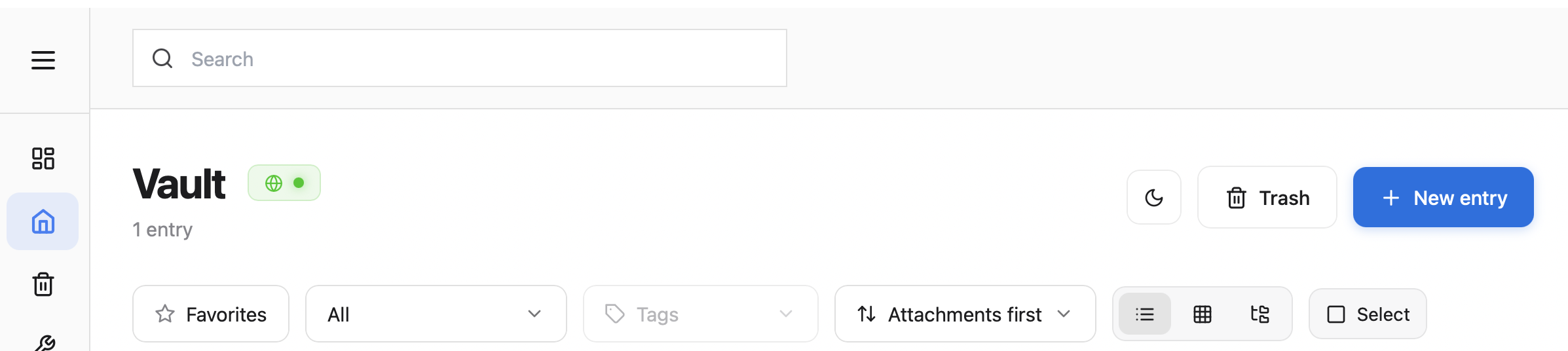 Vault toolbar