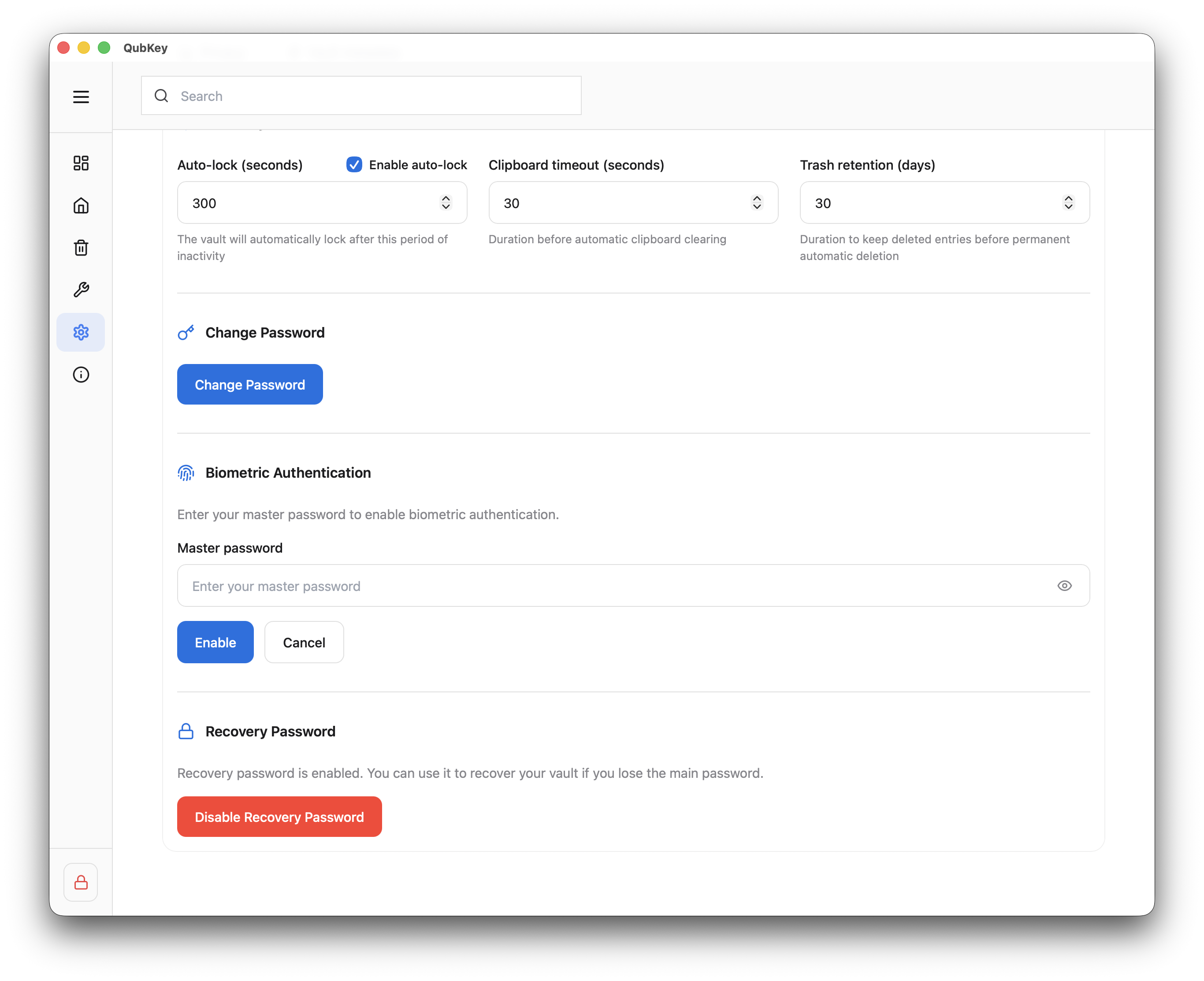 Biometric enable dialog