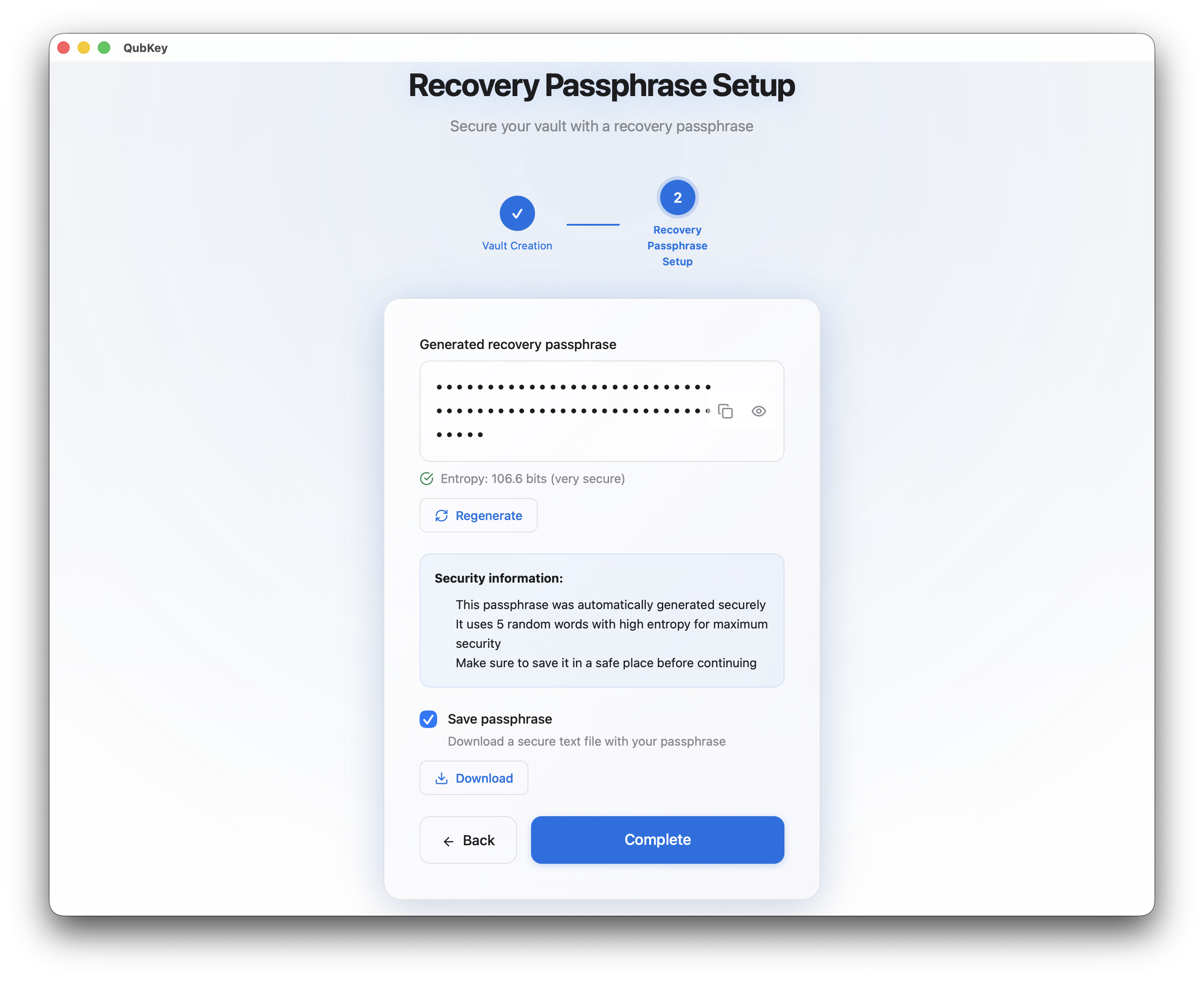Recovery phrase