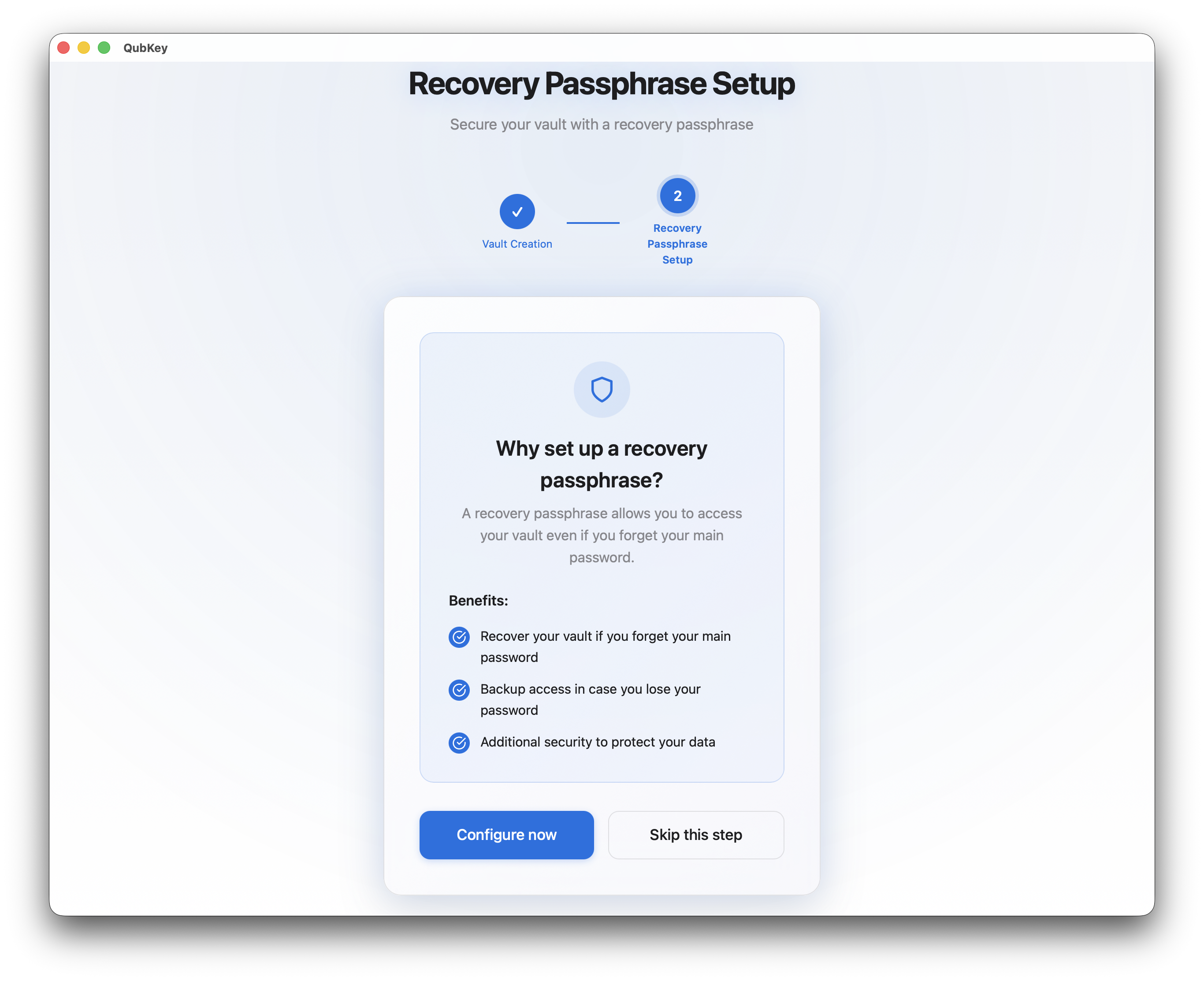 Recovery setup intro