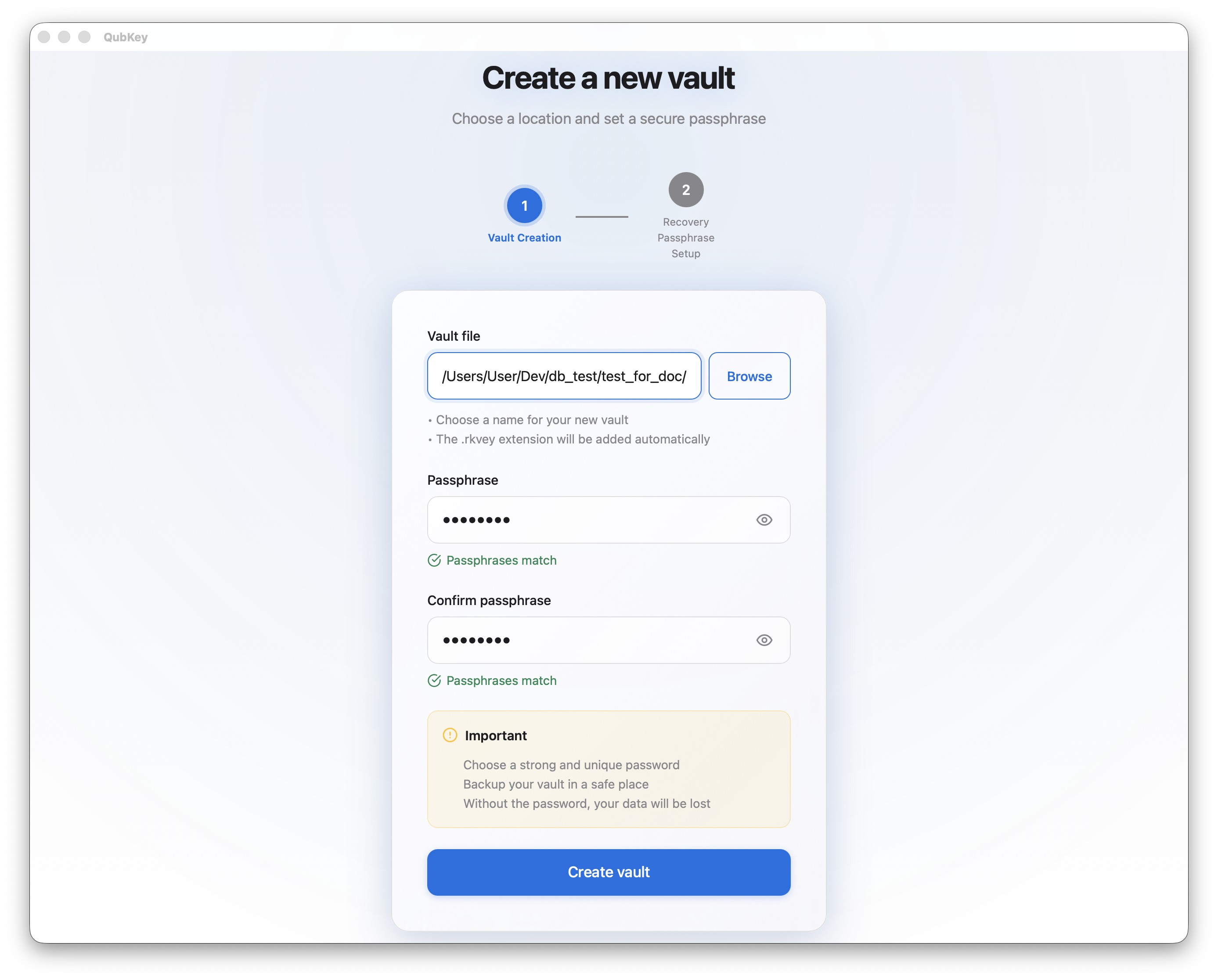Vault location picker