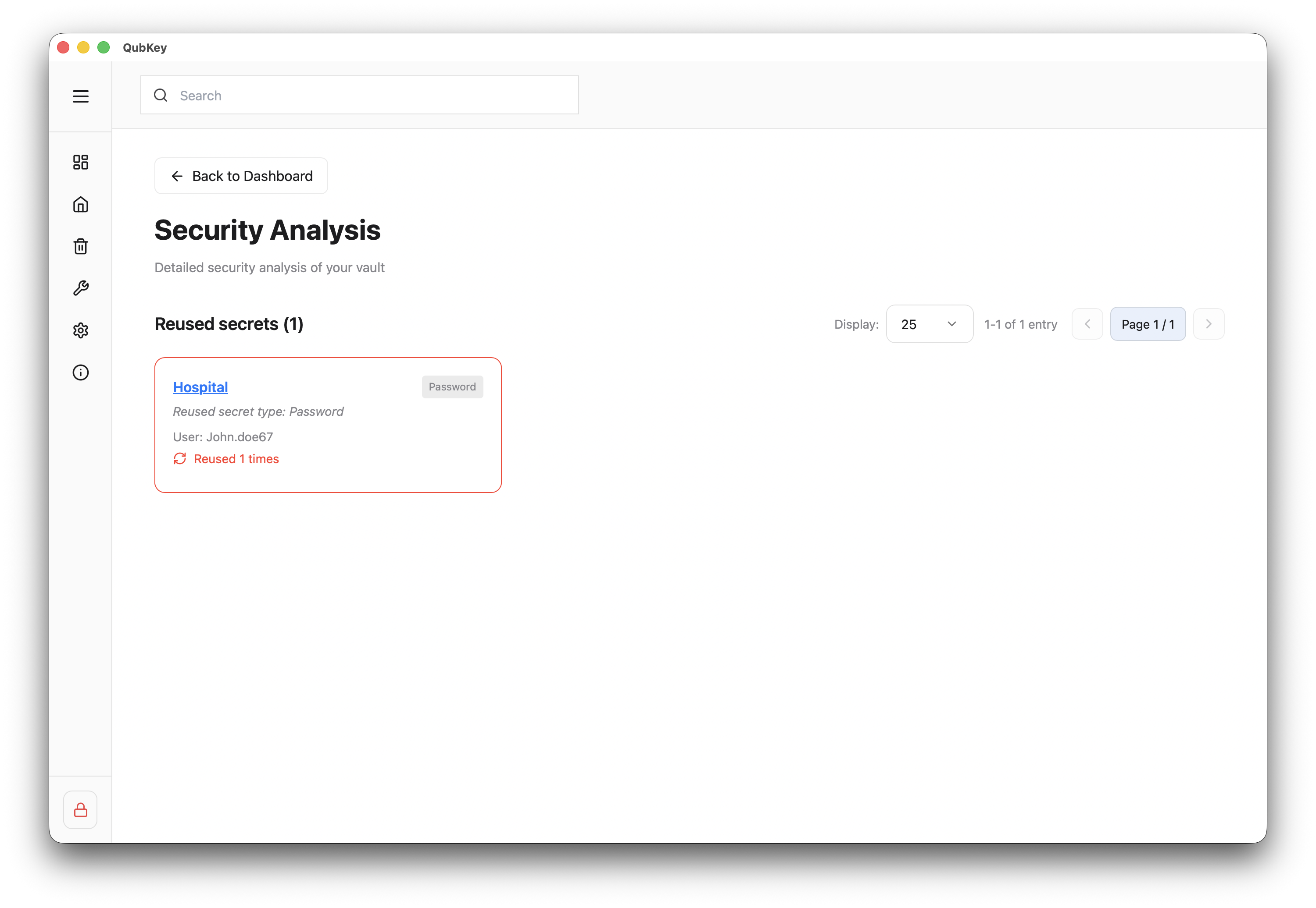 Security analysis page