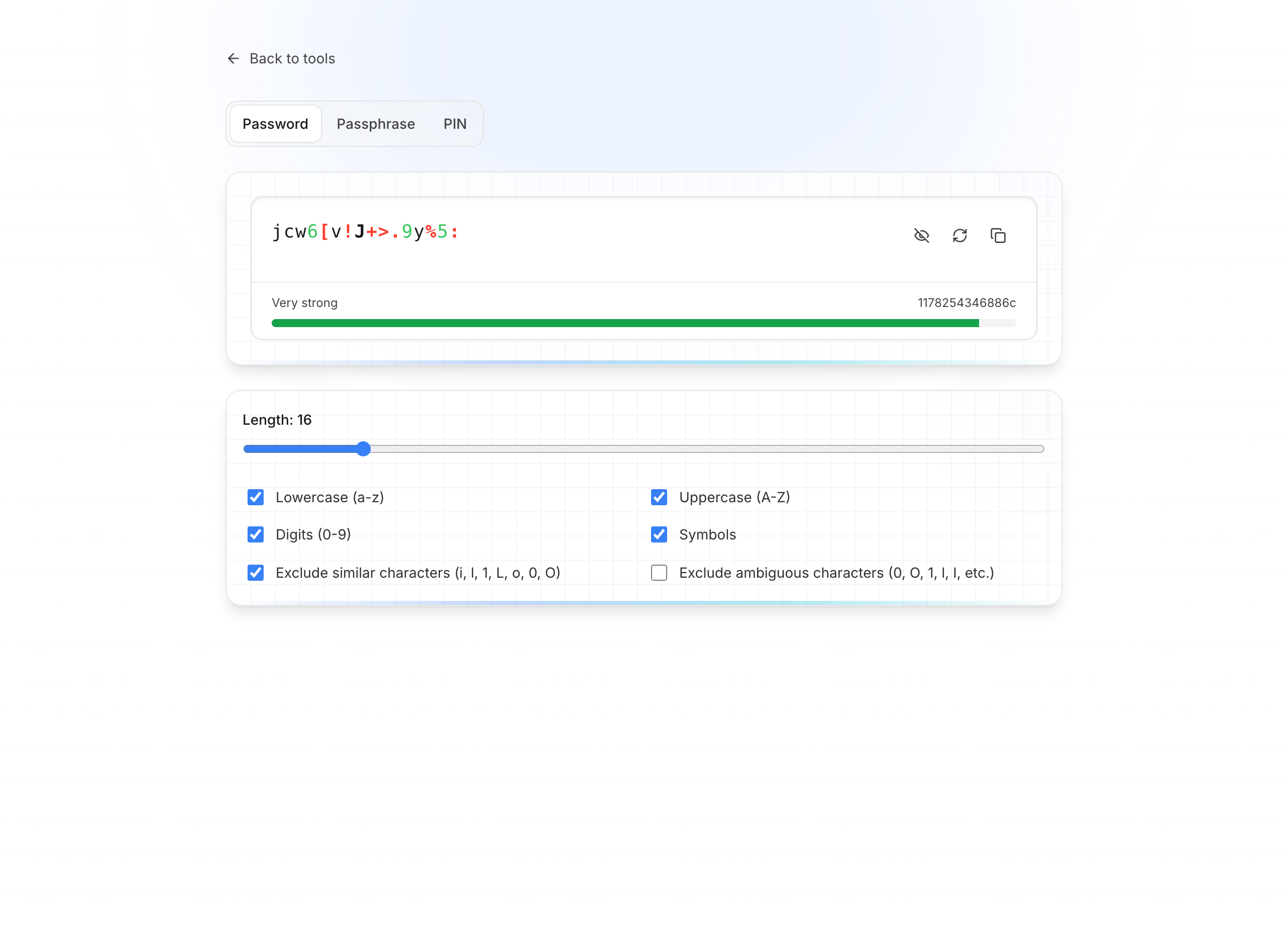 Generator — password mode